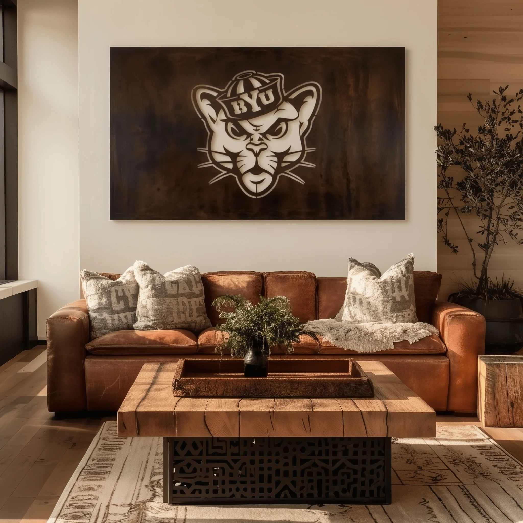 The BYU Cat- Metal Wall Art - Landscape - Umber