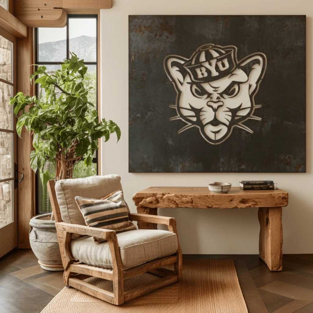 The BYU Cat - Metal Wall Art - Square - Forge - Image 3