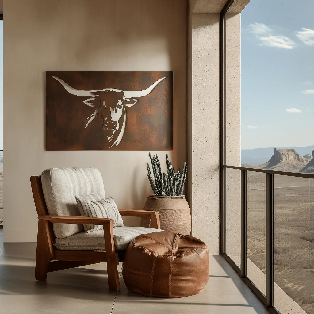The Longhorn - Metal Wall Art - Umber - Image 3